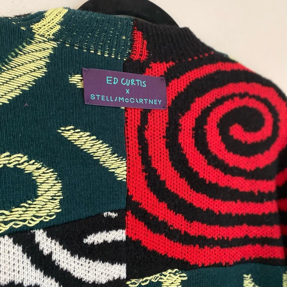 EUC STELLA MCCARTNEY + Ed Curtis patchwork jacquard-knit wool cardigan M - Picture 9 of 11